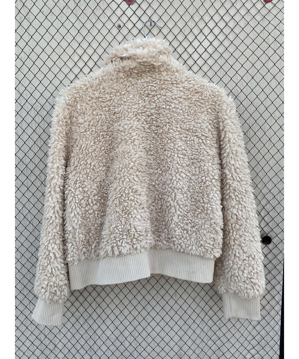 Cream-colored, faux fur, zipper jacket
