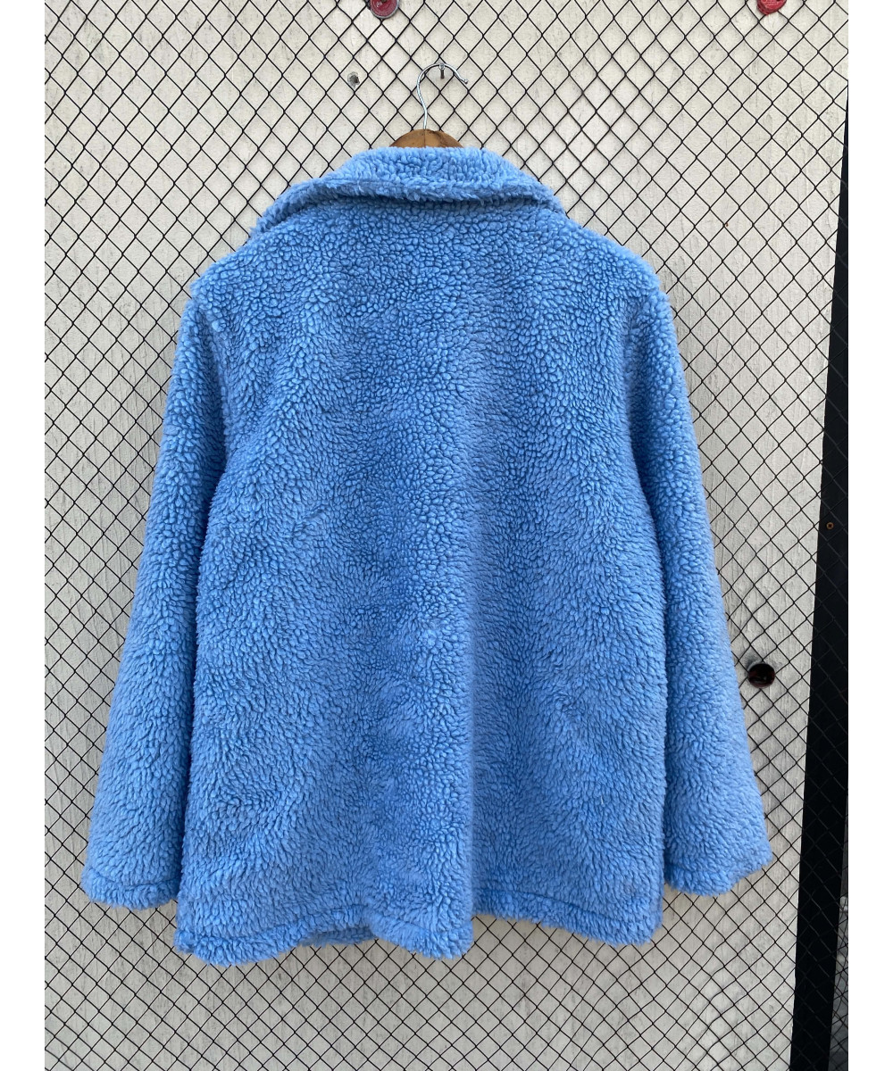 Blue, teddy, button-up jacket