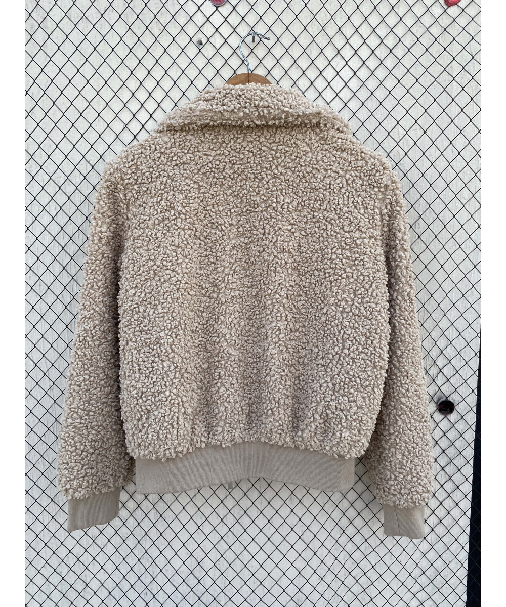 Beige, teddy, zipper jacket