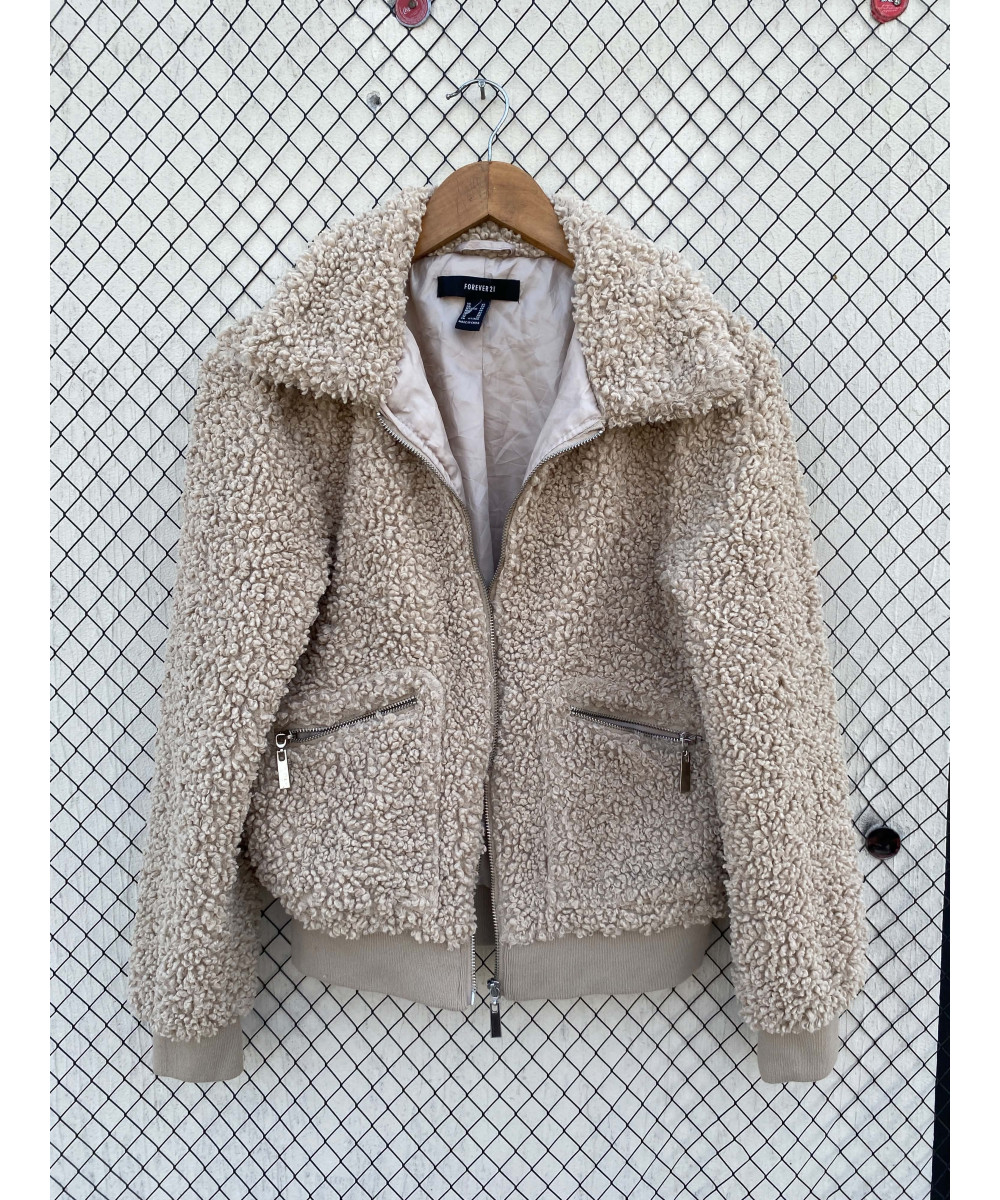 Beige, teddy, zipper jacket