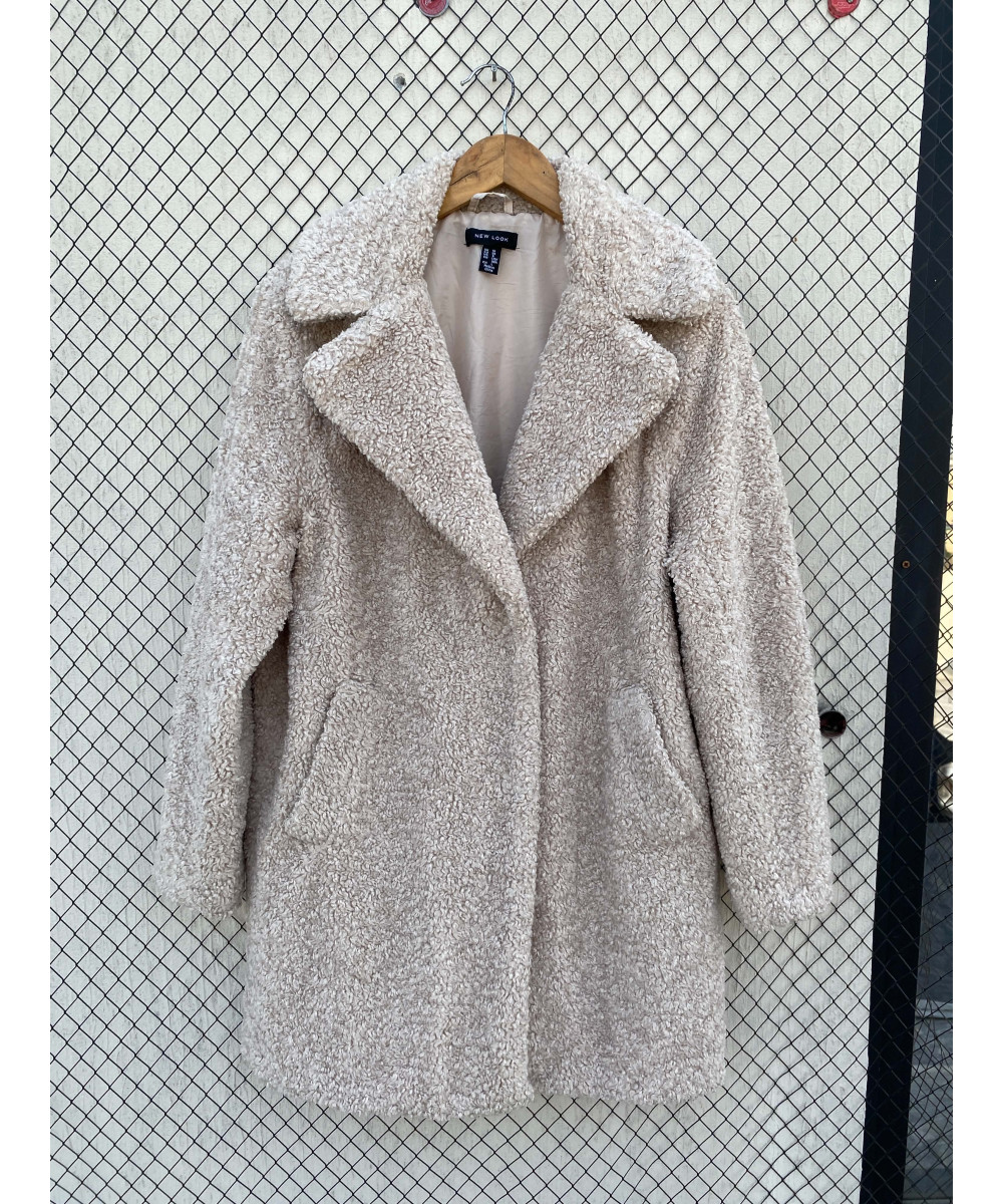 Beige, teddy, mid-lengthed coat