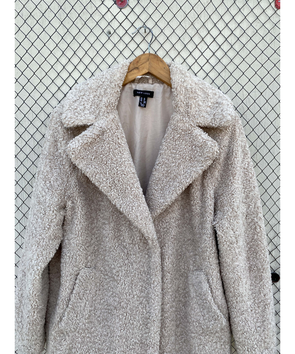 Beige, teddy, mid-lengthed coat