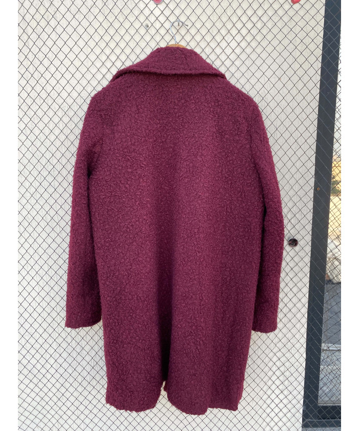 Maroon, long, boucle coat