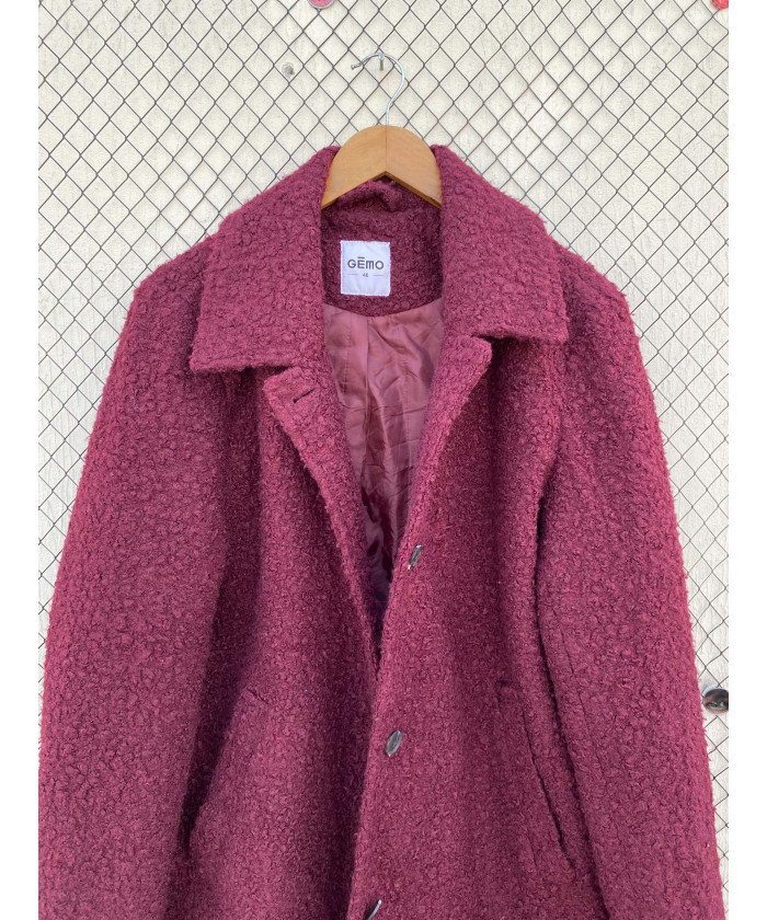 Maroon, long, boucle coat