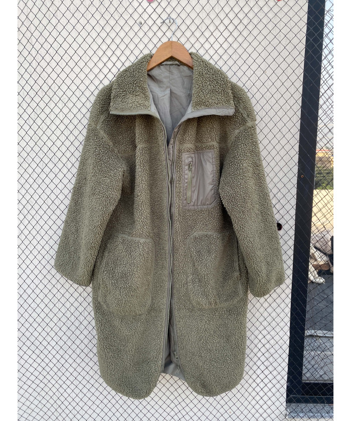 Sage green-colored, long,...