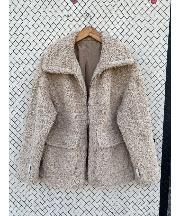Beige, teddy jacket