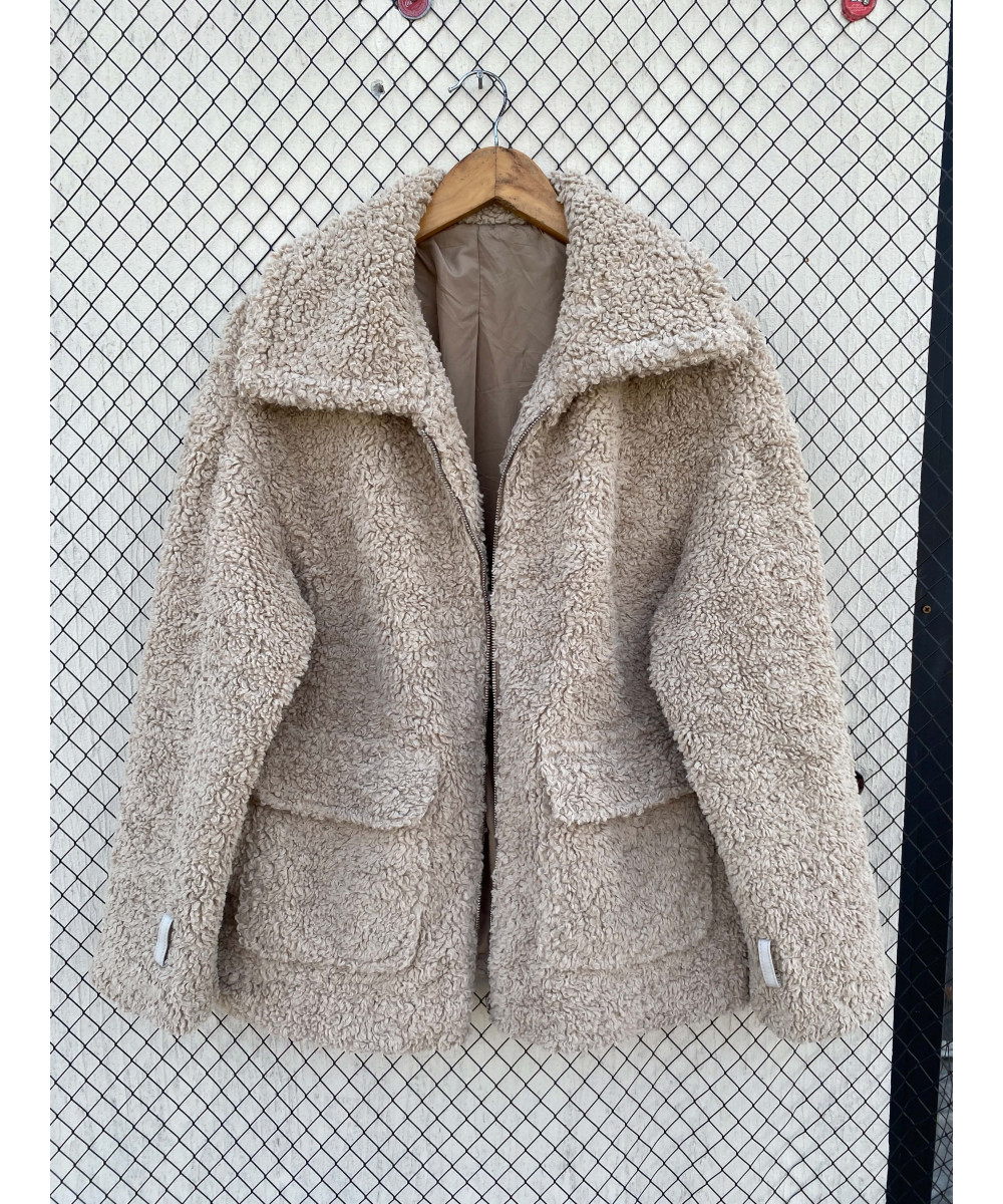 Beige, teddy jacket