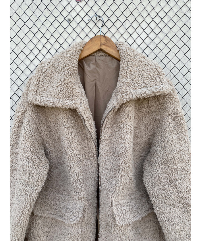 Beige, teddy jacket