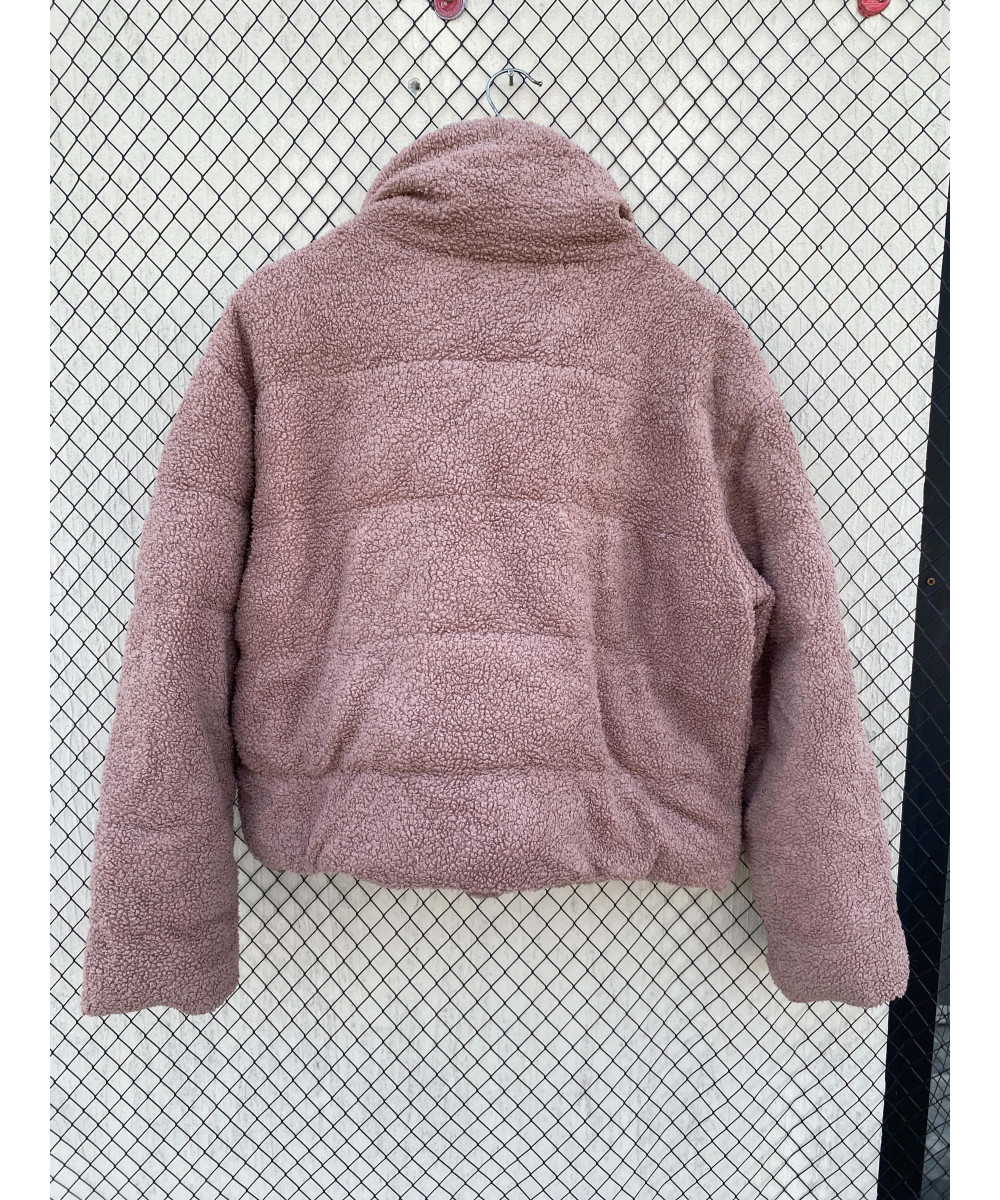 Tea pink-colored, puffer, teddy, zipper jacket