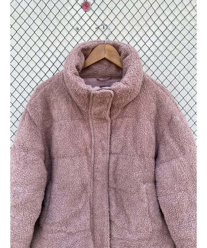 Tea pink-colored, puffer, teddy, zipper jacket