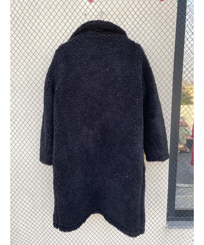Black, long, teddy coat