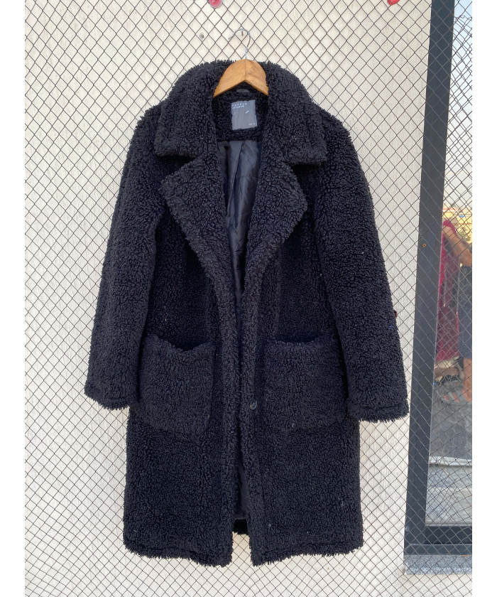 Black, long, teddy coat