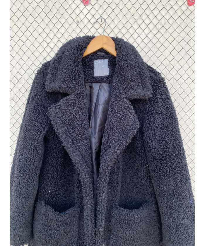 Black, long, teddy coat