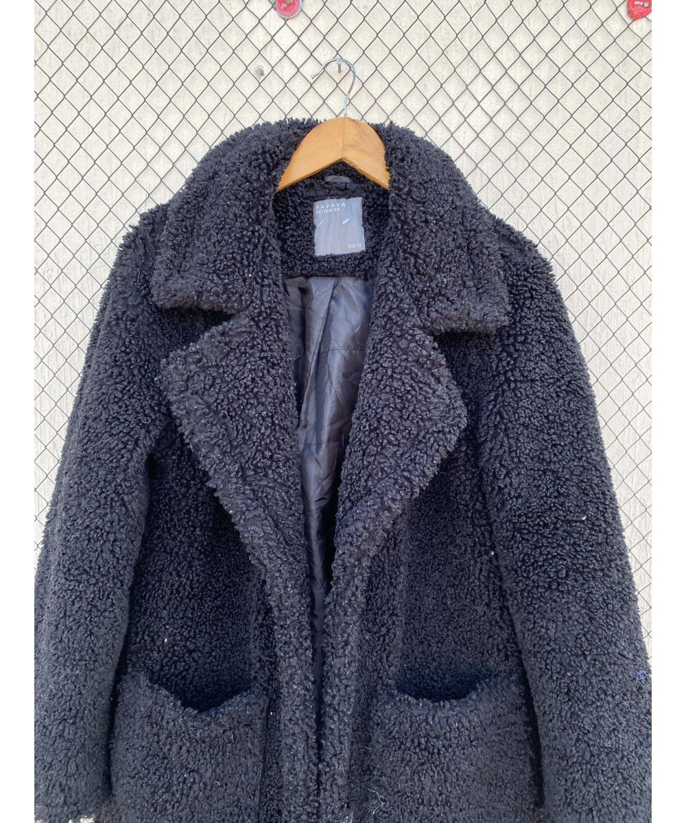 Black, long, teddy coat