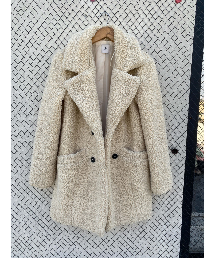 Cream-colored, teddy coat