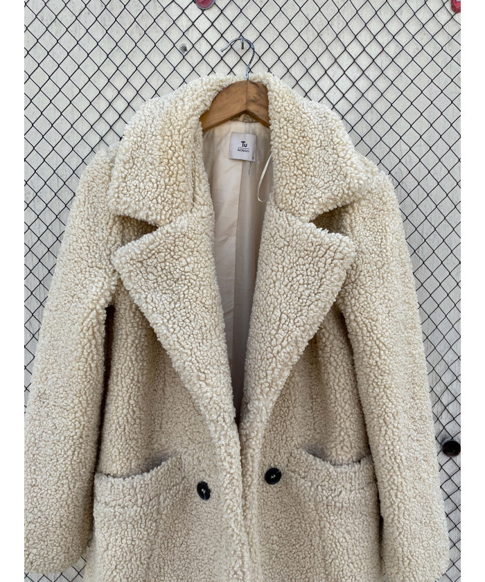 Cream-colored, teddy coat