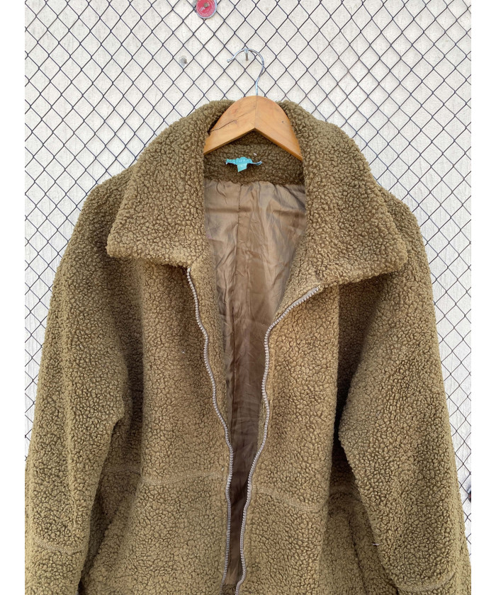 Oversized, teddy, zipper jacket
