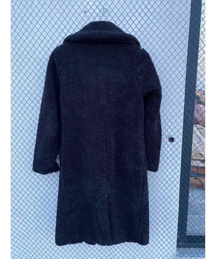Black, long, teddy coat