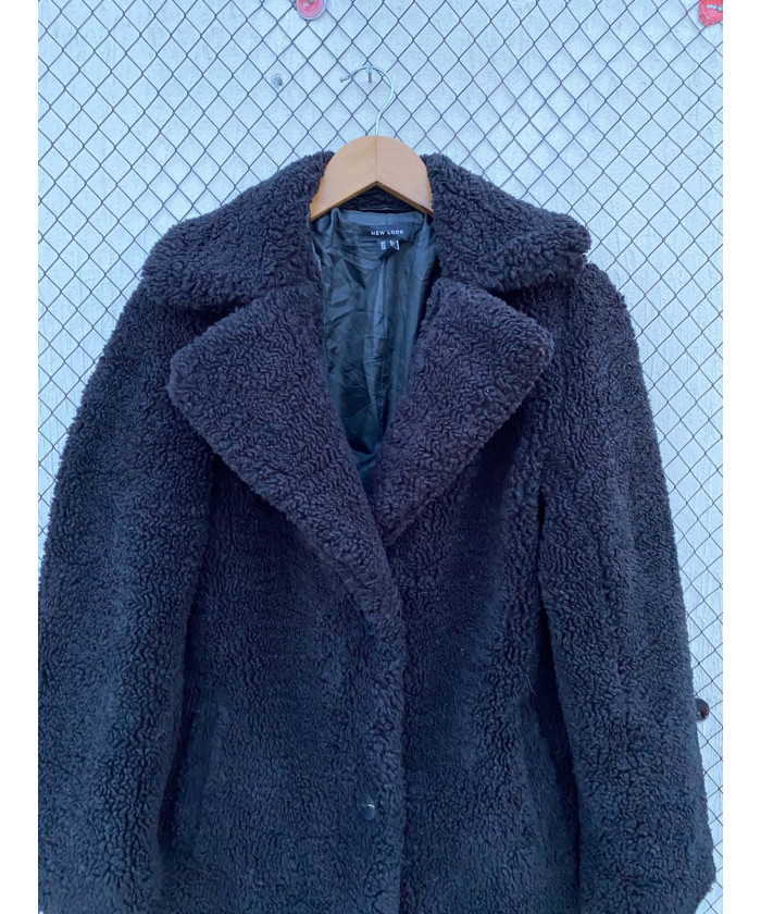 Black, long, teddy coat