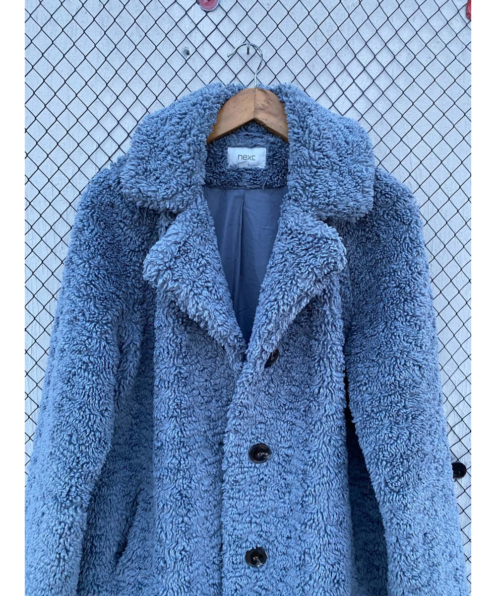 Blue-colored, teddy coat