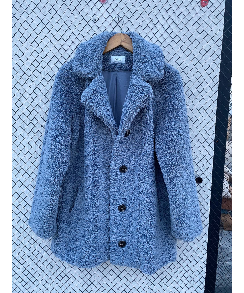 Blue-colored, teddy coat