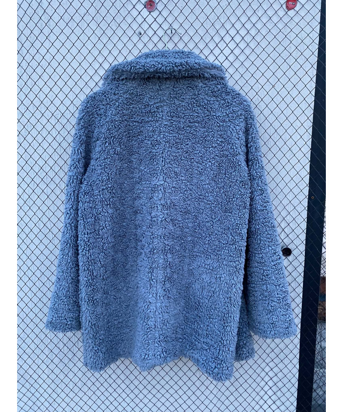 Blue-colored, teddy coat