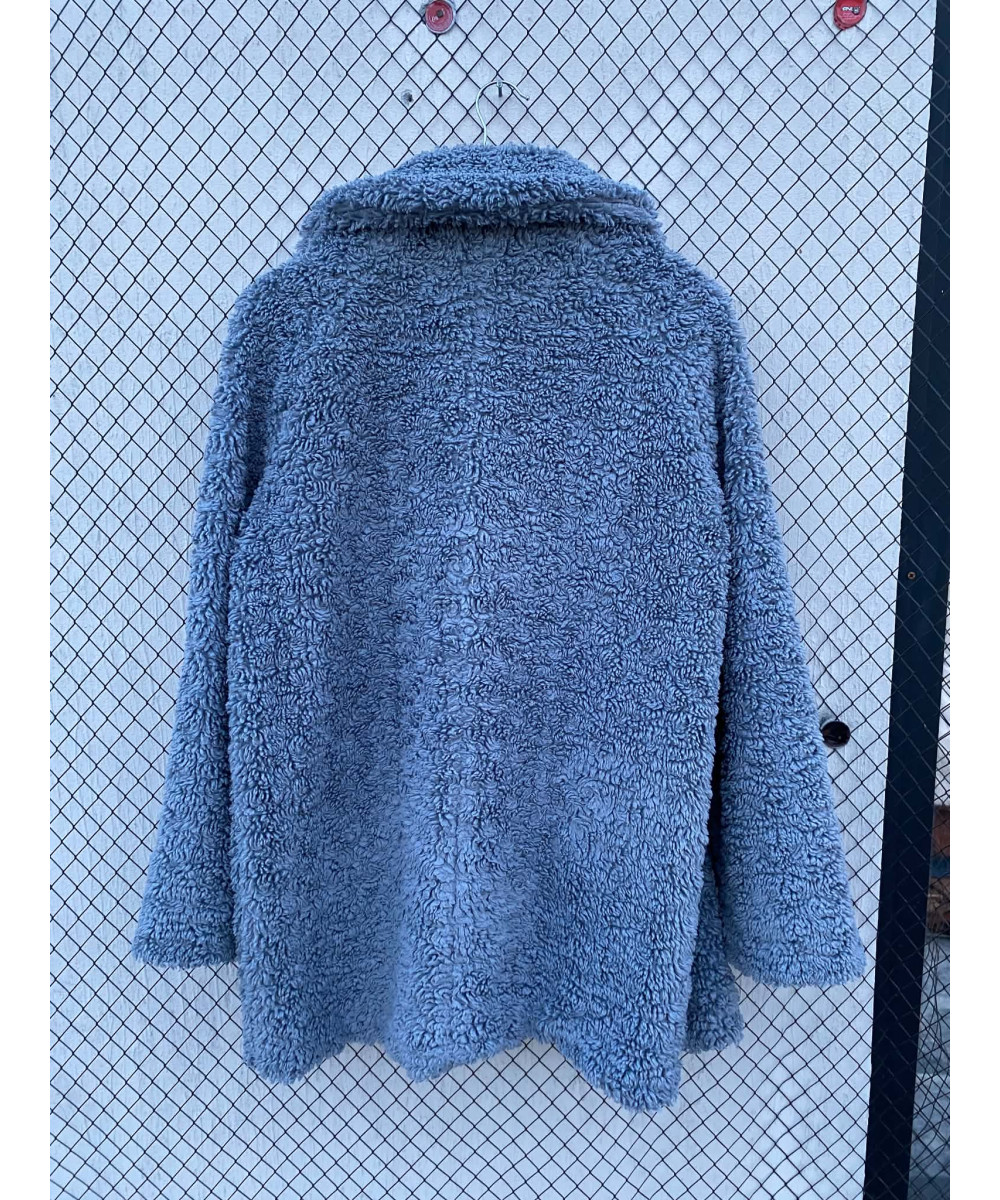 Blue-colored, teddy coat