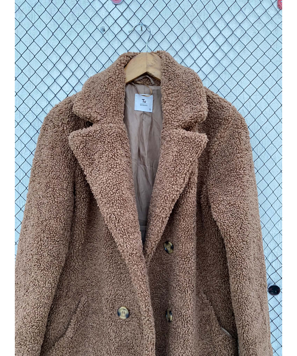 Brown, long, teddy coat