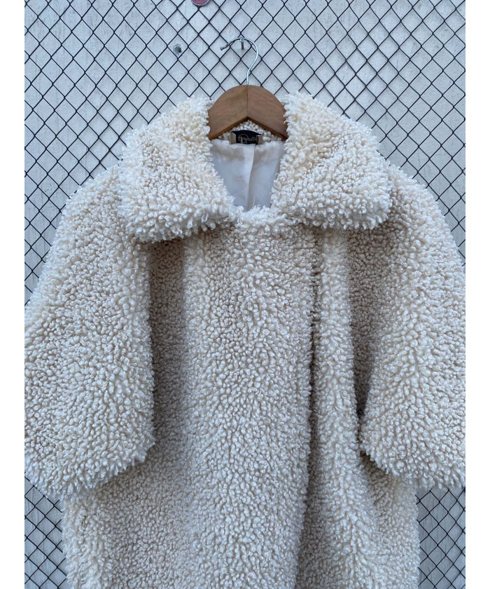 Cream-colored, faux fur jacket