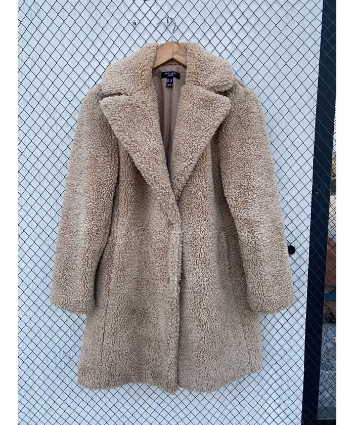 Camel-colored, teddy coat