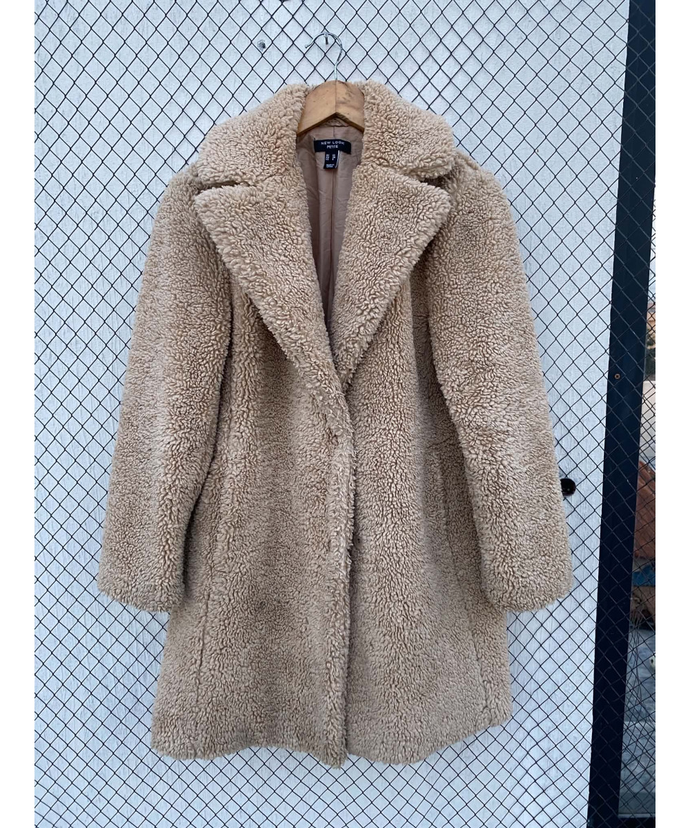 Camel-colored, teddy coat