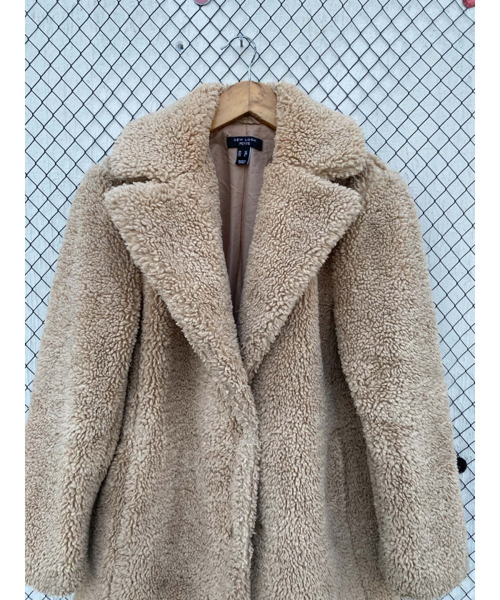 Camel-colored, teddy coat
