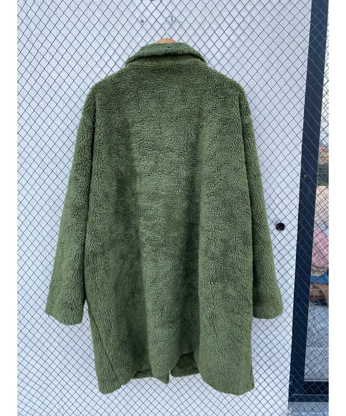Brown, long, teddy coat