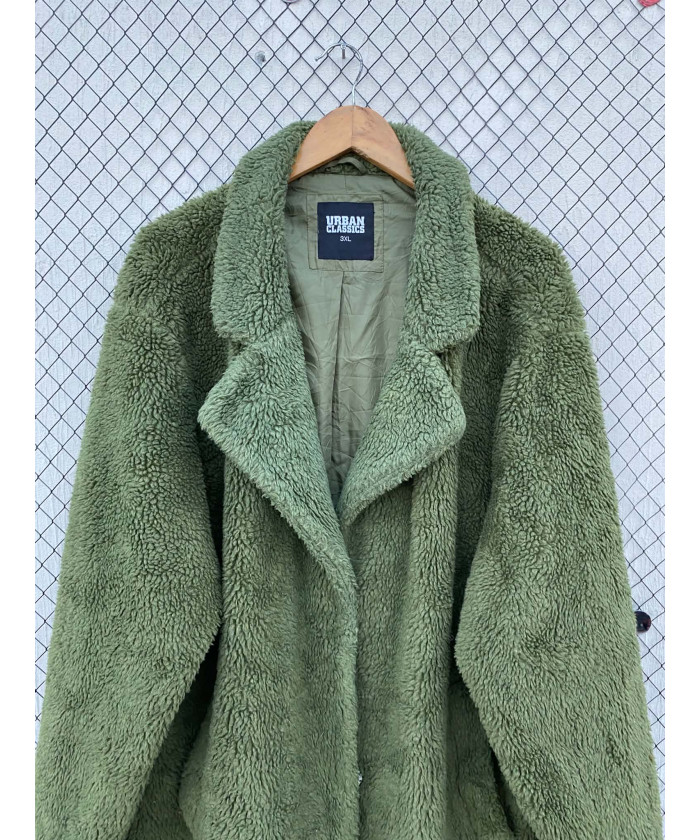 Brown, long, teddy coat