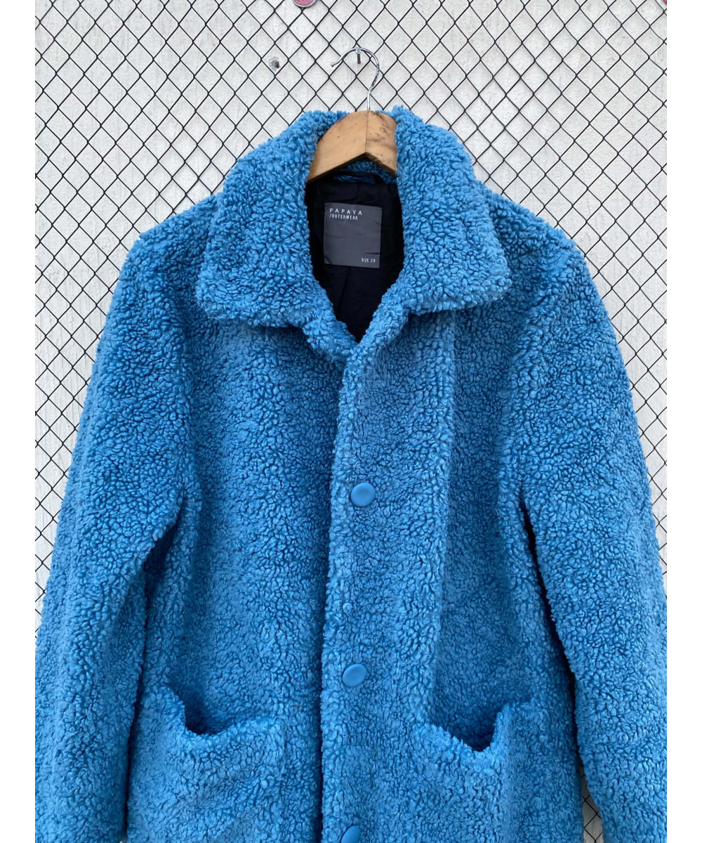 Blue, long, teddy coat