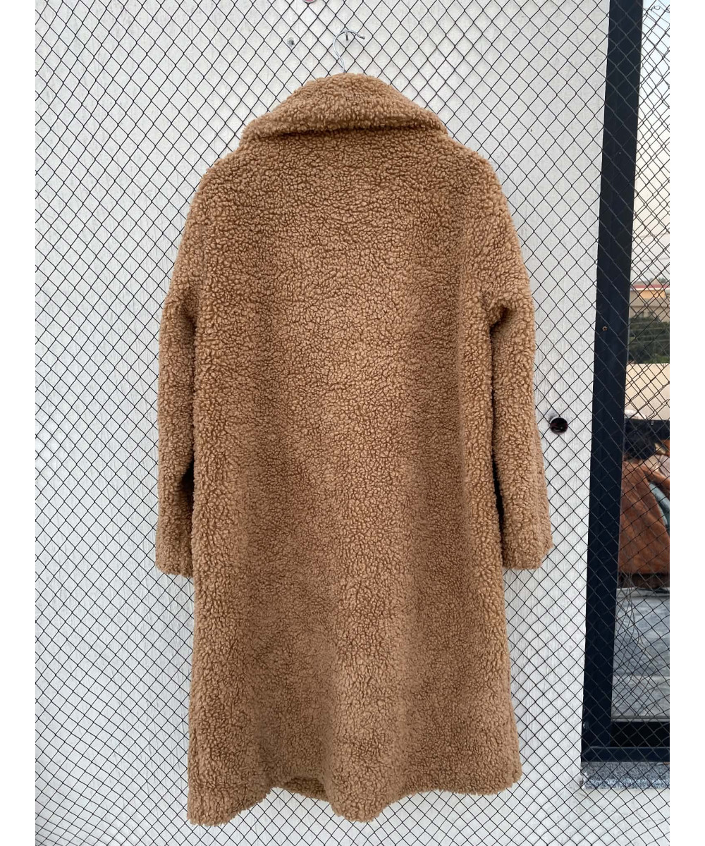 Brown, long, teddy coat