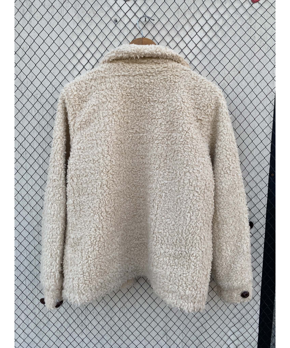 Beige, teddy, button-up jacket