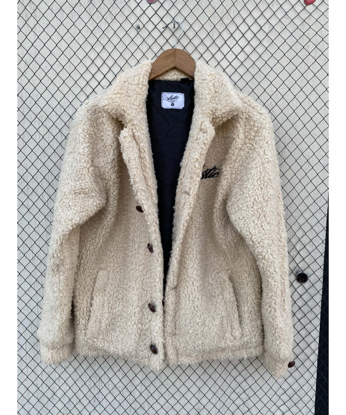 Beige, teddy, button-up jacket