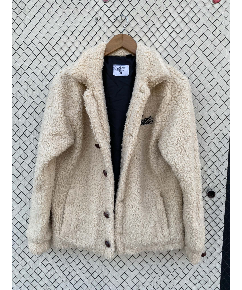 Beige, teddy, button-up jacket