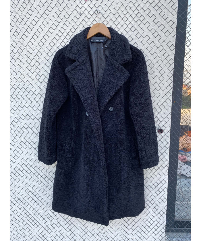 Black, long, teddy coat