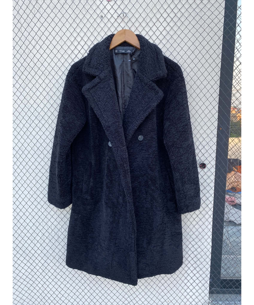 Black, long, teddy coat