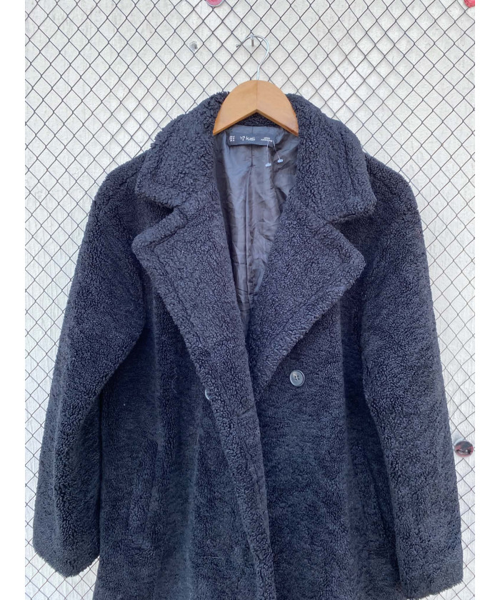 Black, long, teddy coat