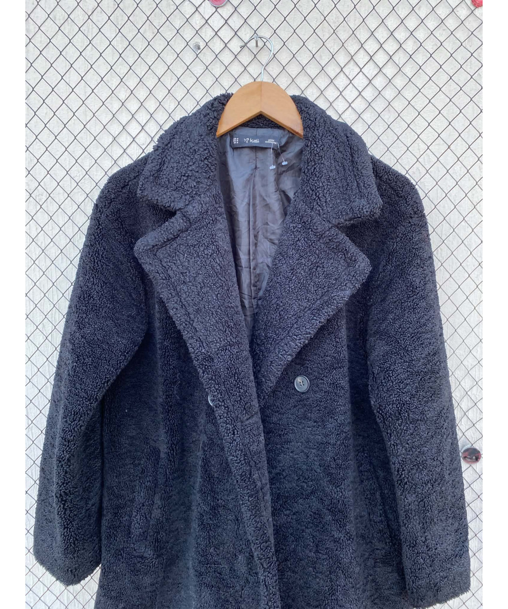 Black, long, teddy coat