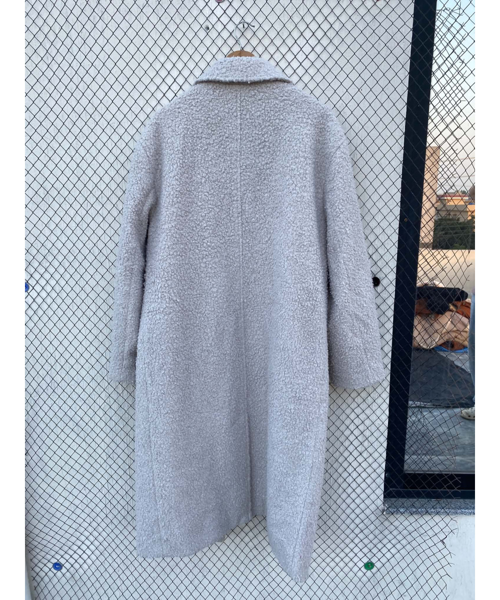 Ice gray colored, long, teddy coat