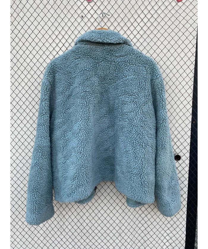 Green, teddy, zipper jacket