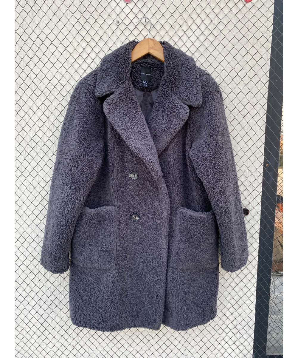 Dull black, teddy coat
