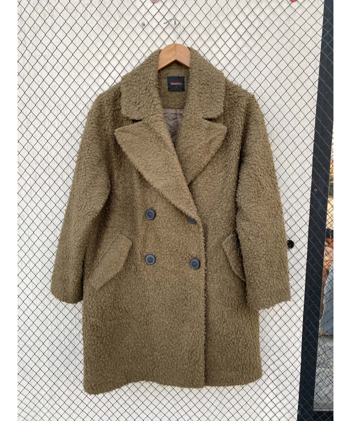 Olive green-colored, boucle...
