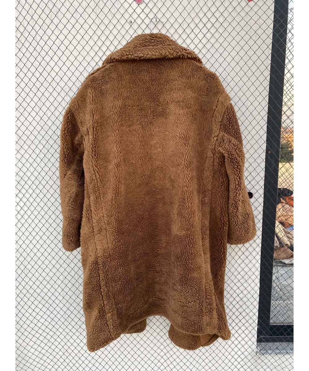 Brown, long, teddy coat