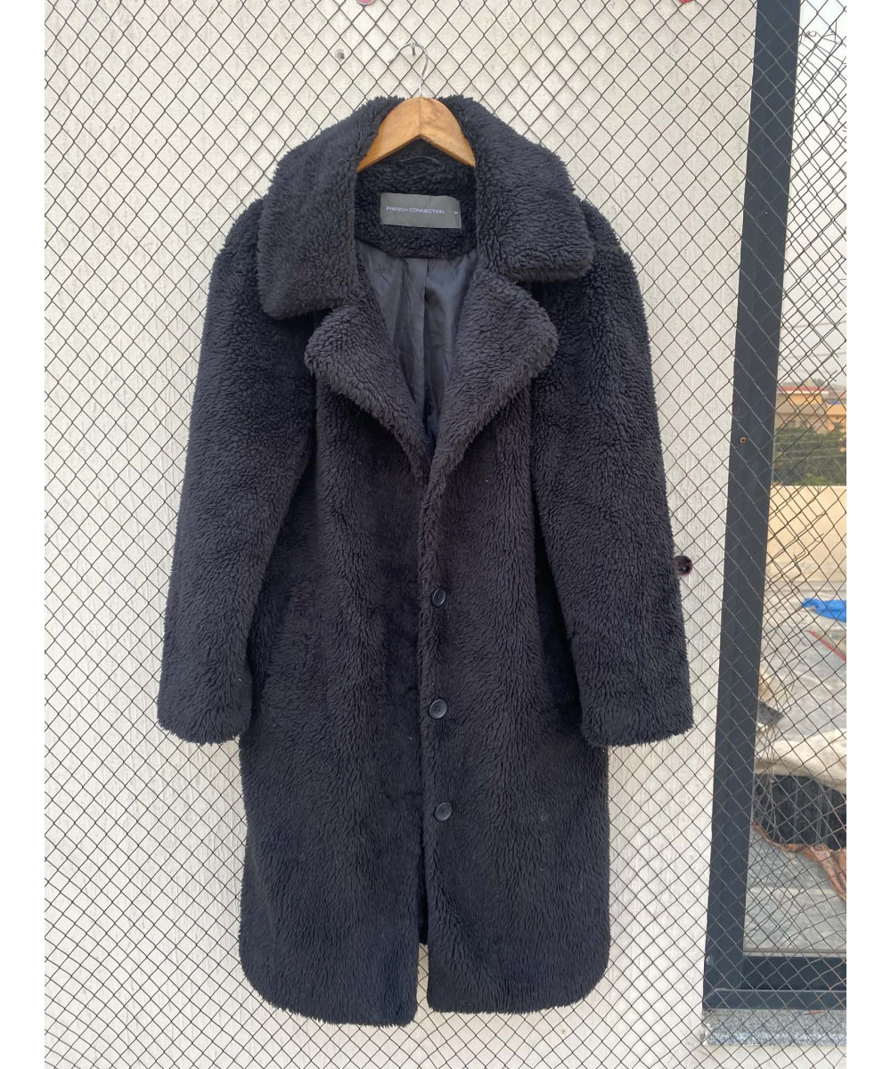 Black, long, teddy coat