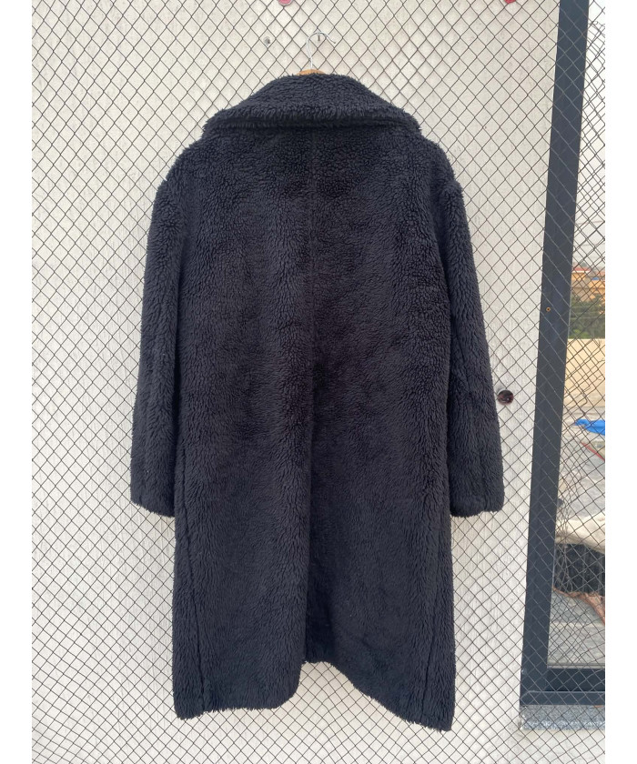 Black, long, teddy coat